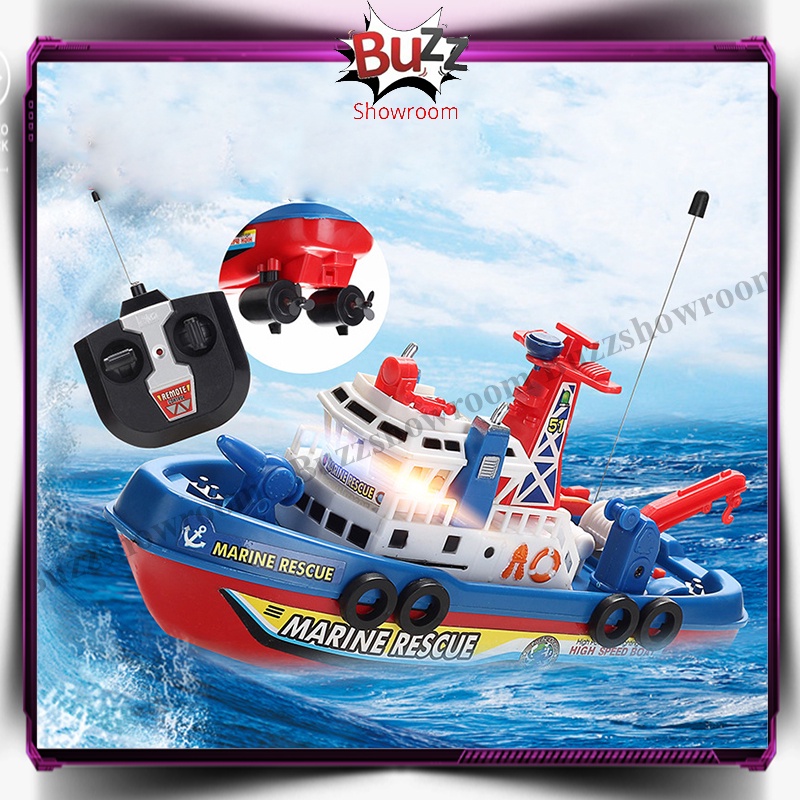 Remote Control Fire Boat Jet Resque Mainan Perahu Pemadam Kebakaran RC