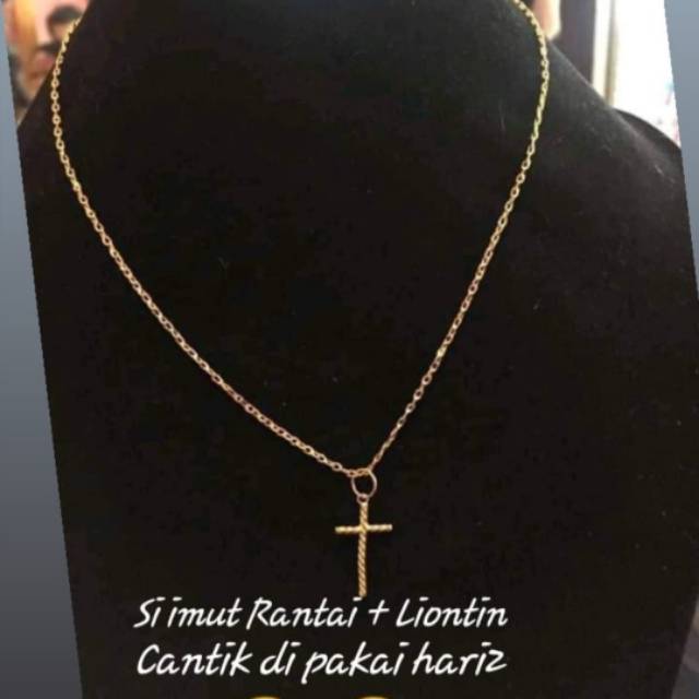 Rante+Liontin salib emas London 24K kadar 99,9%