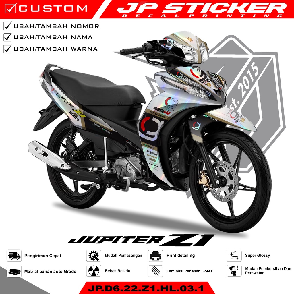 Jual Stiker Decal Yamaha JUPITER Z1 Hologram Pelangi, Chrome Full Body