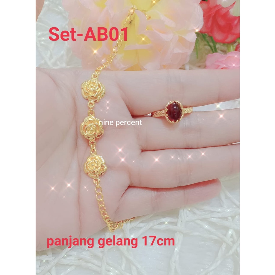 SET PERHIASAN ABG GELANG DAN CINCIN PERHIASAN FASHION