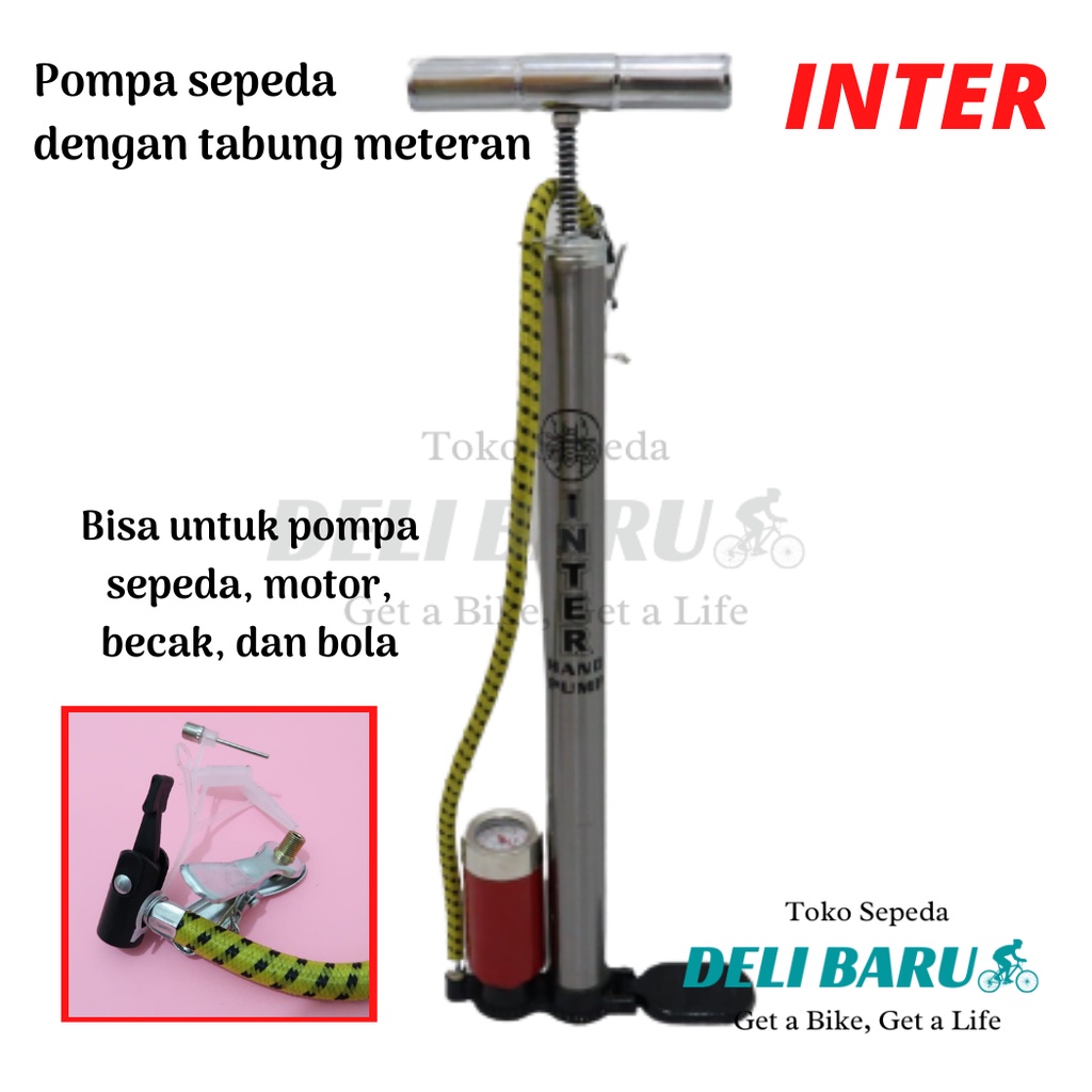 Inter Pompa ban tabung meteran sepeda, motor, mobil, becak, bola