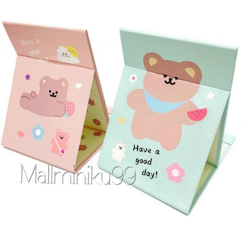 CERMIN LIPAT UK 15 X 11 COVER LUCU - KACA BUKU PORTABLE