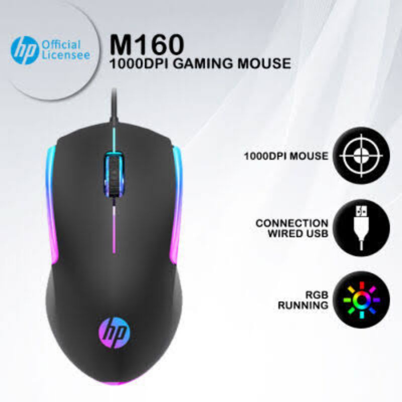 Mouse Gaming HP M160 - 1000DPI RGB USB Wired / Mouse Gaming RGB - Original