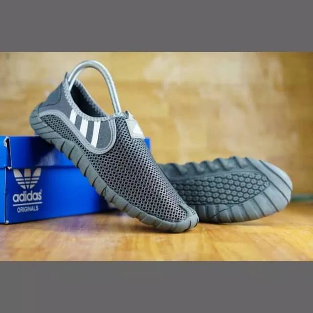 Sepatu Adidas Jawpaw Slip On Grade Ori Sport Outdoor Full Abu Putih