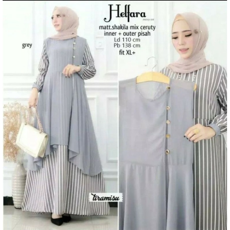 Helfara set Gamis Outer Terpisah Gamis Terbaru