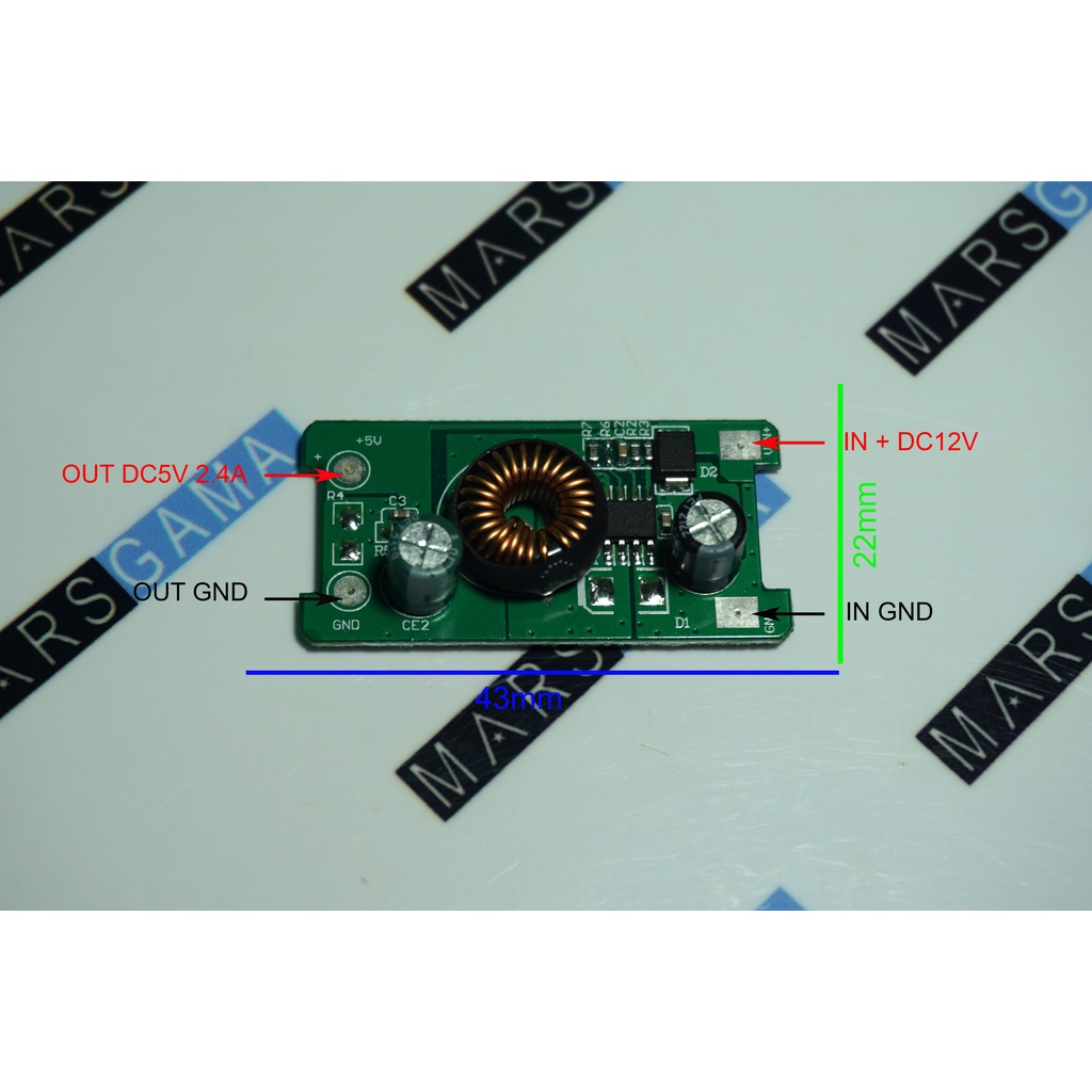 Jual Modul Mini Step Down DC-DC 12V 24V To 5V 2.4A Buck PCB Board ...