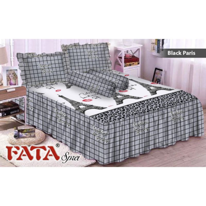 Sprei Rumbai - Fata Sprei Rumbai Motif Black Paris Ukuran 180x200 & 160x200
