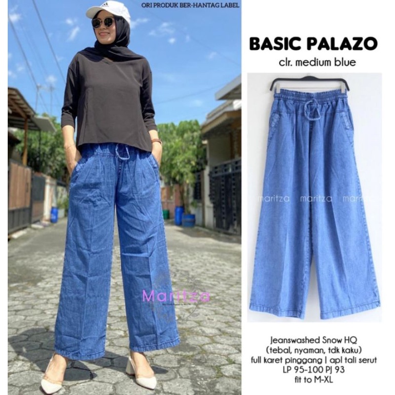 CELANA KULOT JEANS BASIC PALAZZO WANITA PREMIUM ORGINAL KULOT SNOW JEANS MUAT BB 70KG