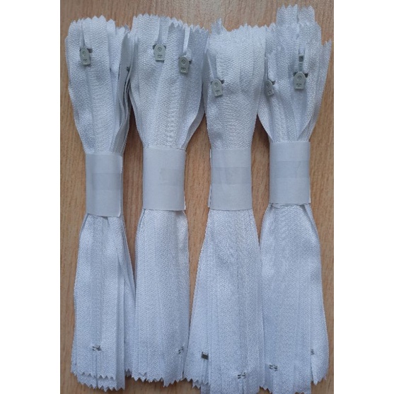 12 pcs  Resleting / Sleting / Rits Celana 7 inch (17,5cm) Hitam Putih - Hitam