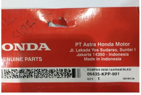 Kampas Rem Cakram Blkg (KPP) Tiger Revo AHM (Asli Honda)