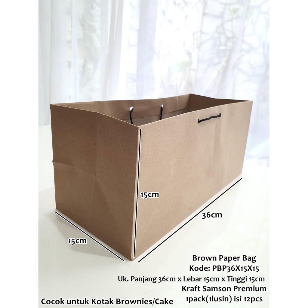 

Tas Kertas Cake Brownies Kue Goodie Bag uk.36x15x15 Paperbag Brown Pcs