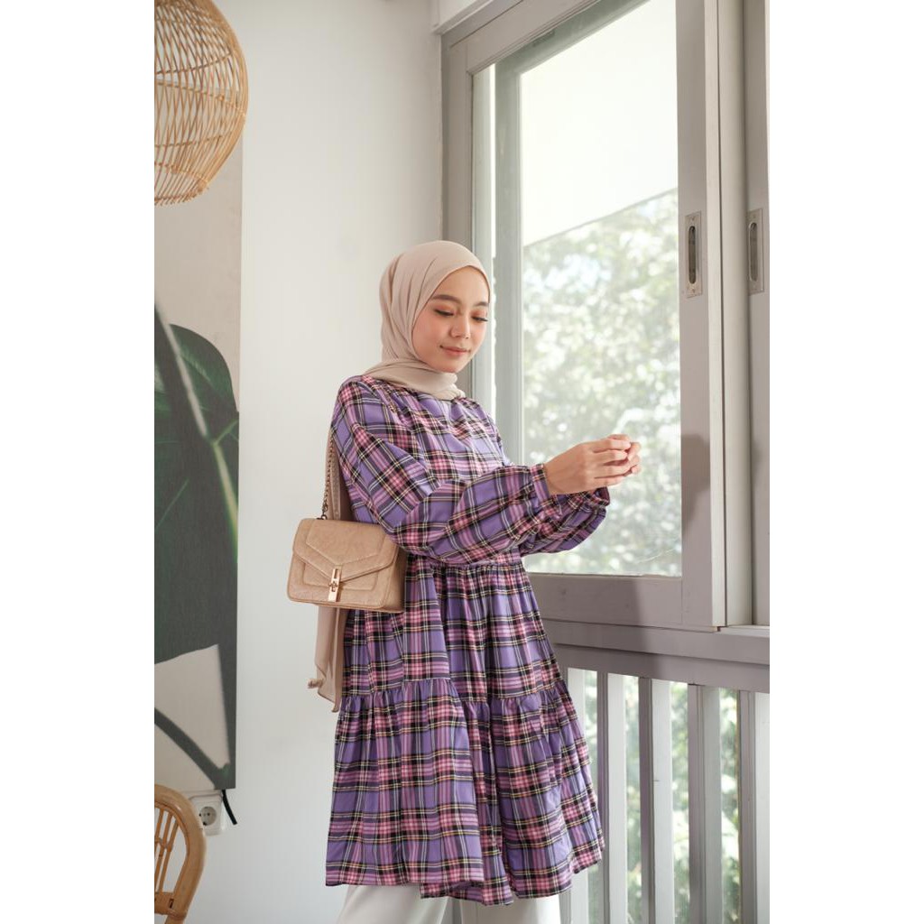 [CYC | COD] REALPICT Atasan Livha Midi Dress / Long Tunik Katun Square Rempel Wanita Trendy Murah