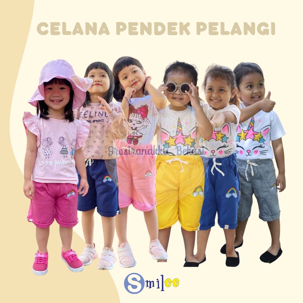 Celana Pendek Anak Pelangi Mix Warna Size 3-5th