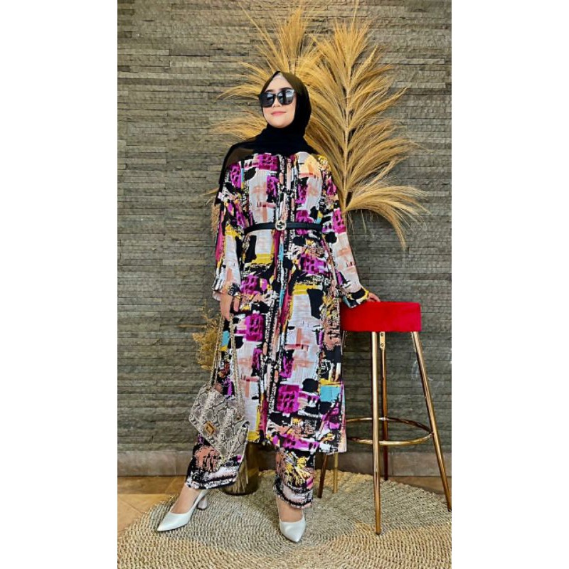 setcel long tunik premium/setelan celana long tunik premium good quality model tunik pakistan