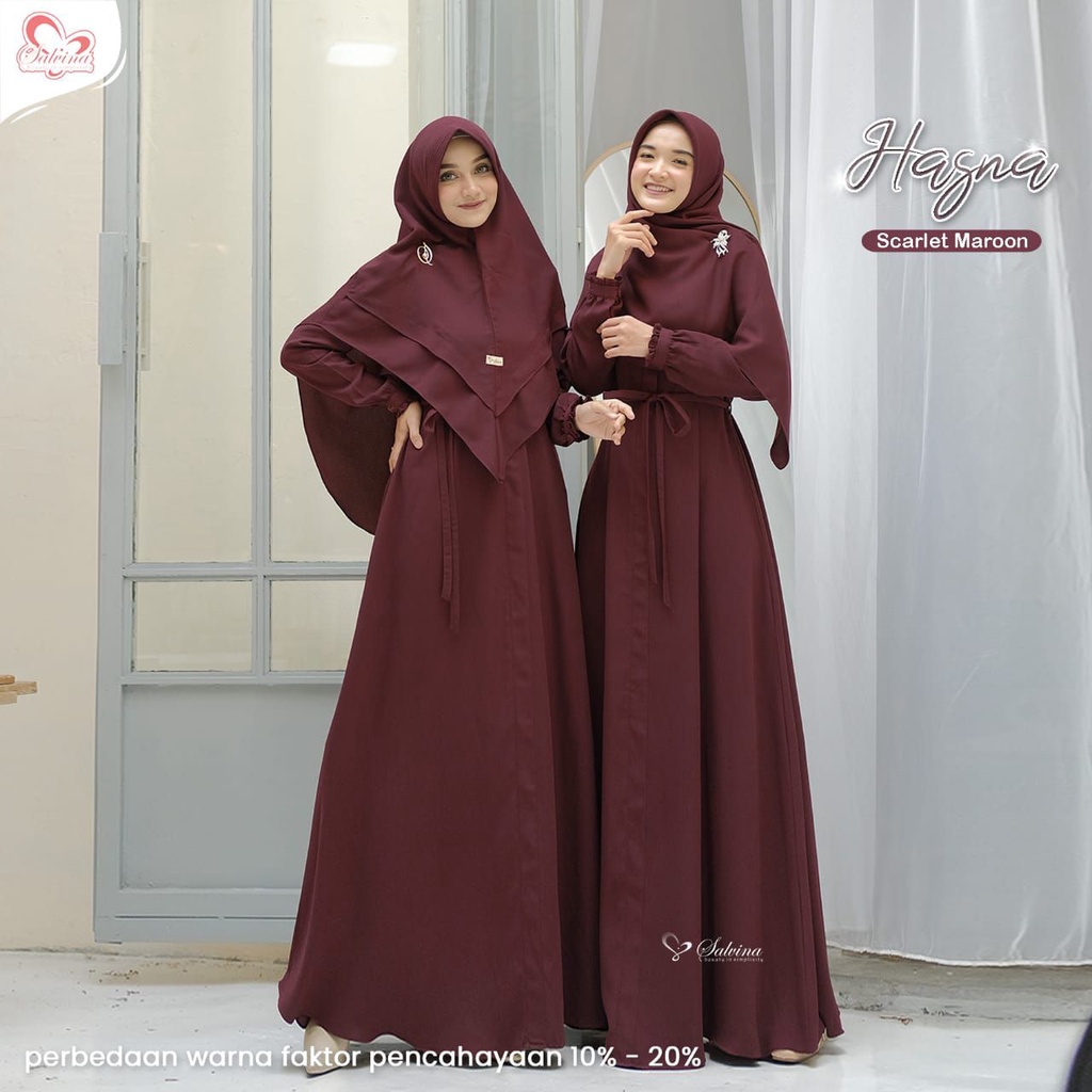 Gamis Remaja Baju Gamis Remaja Kekinian Gamis Hasna Scarlet Maroon