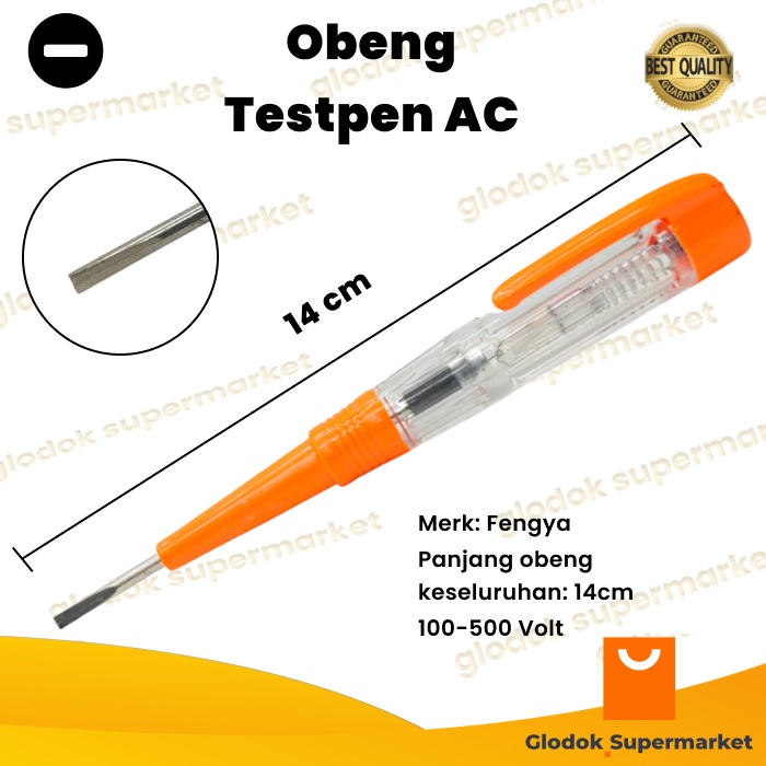 Obeng Testpen AC Fengya Tespen 100-500 Volt Panjang 14cm