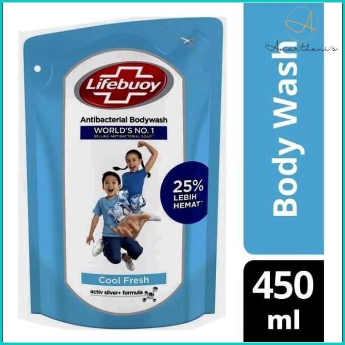 Ac - Lifebuoy Antibacterial Bodywash Cool Fresh 450 Ml Biru Sabun Cair Tang