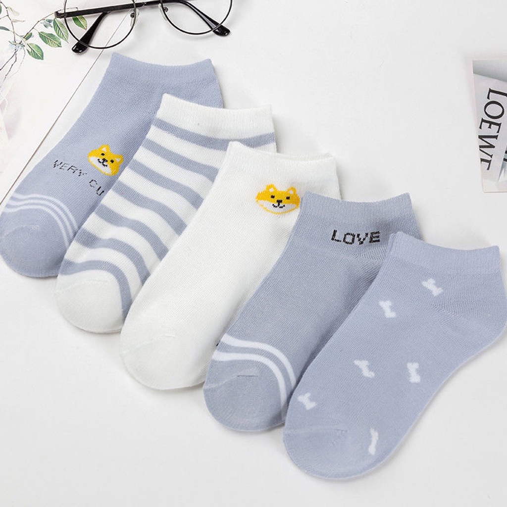 BRGUNIK Kaos Kaki Wanita Motif Blue Bear Love Fashion Korea Women Sock Import Murah KK013