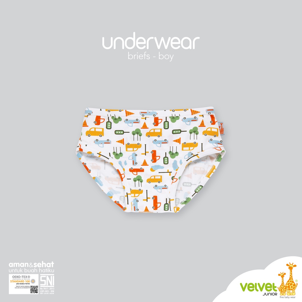 Velvet Junior UnderWear Celana Dalam Anak Laki Brief - Flat Pack 3 Boy