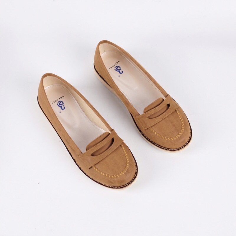 [SIAP KIRIM] BRShoes22 Tan Sepatu Kerja Casual Slip On Wanita