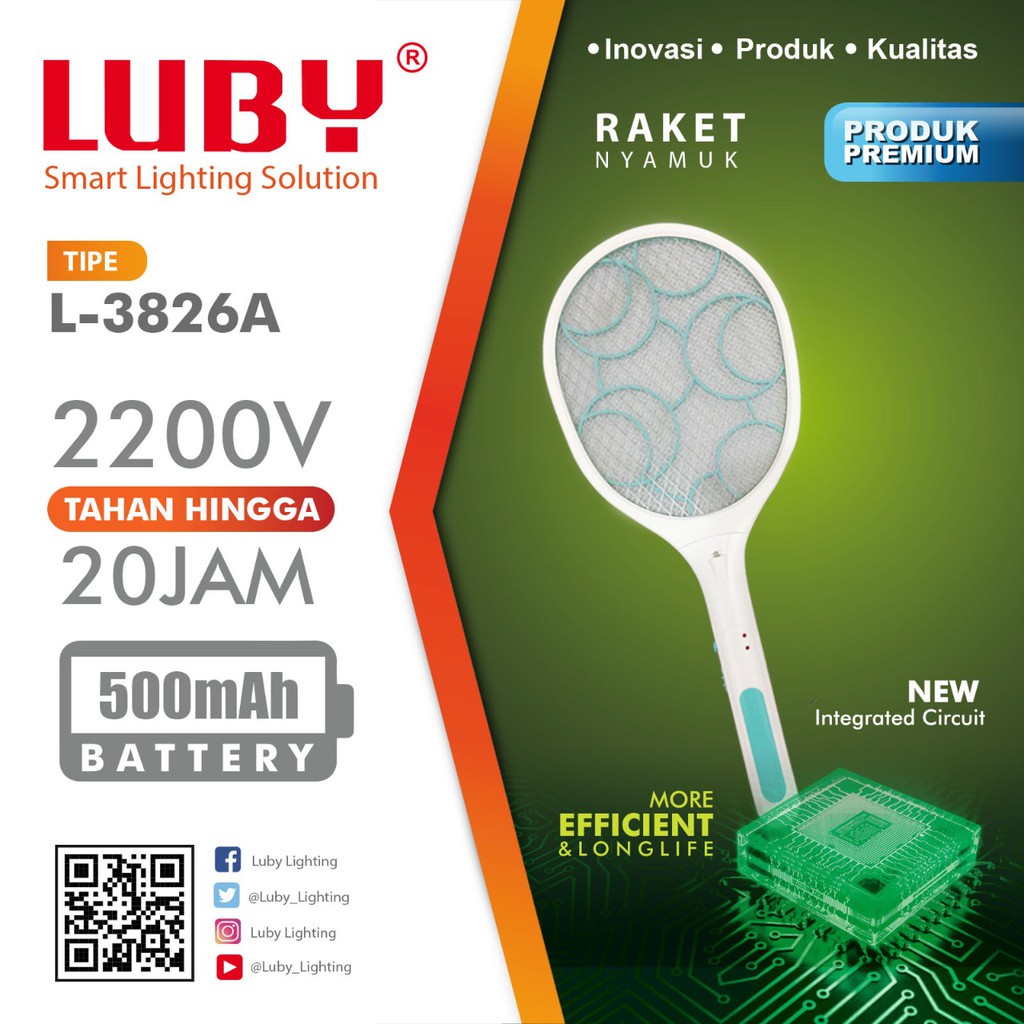 Luby Raket Nyamuk Charger + Senter LED - L3826A