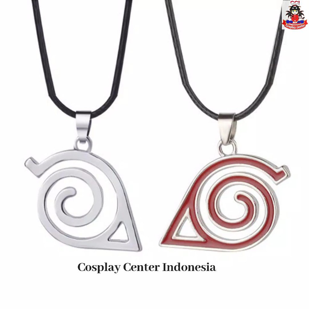 [Bisa COD] Kalung Logo Naruto Bahan Metal Warna Merah dan Silver untuk Cosplay Naruto Murah