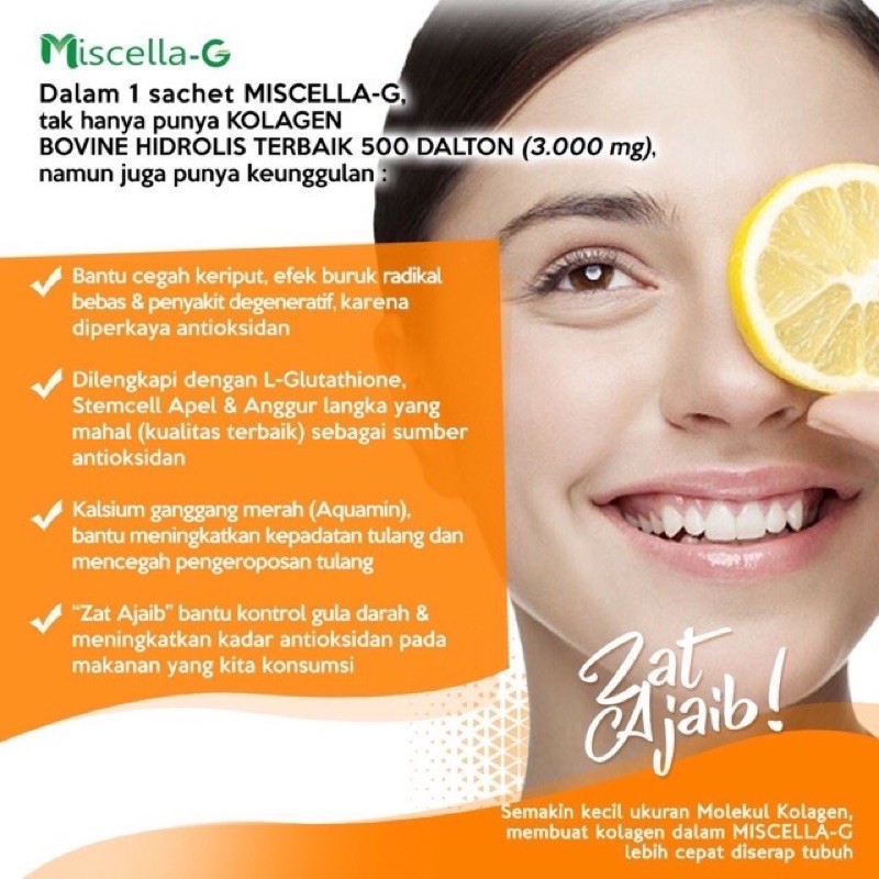 MINUMAN COLLAGEN ANTI GEMUK & BEBAS GULA - MISCELLA G 100% ORIGINAL (SACHET)