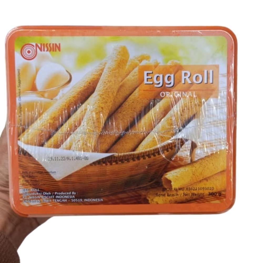 Nissin Egg Roll Original / Rasa Wijen / Rasa Kopi Kaleng 300gr Kue Kering Makanan Camilan