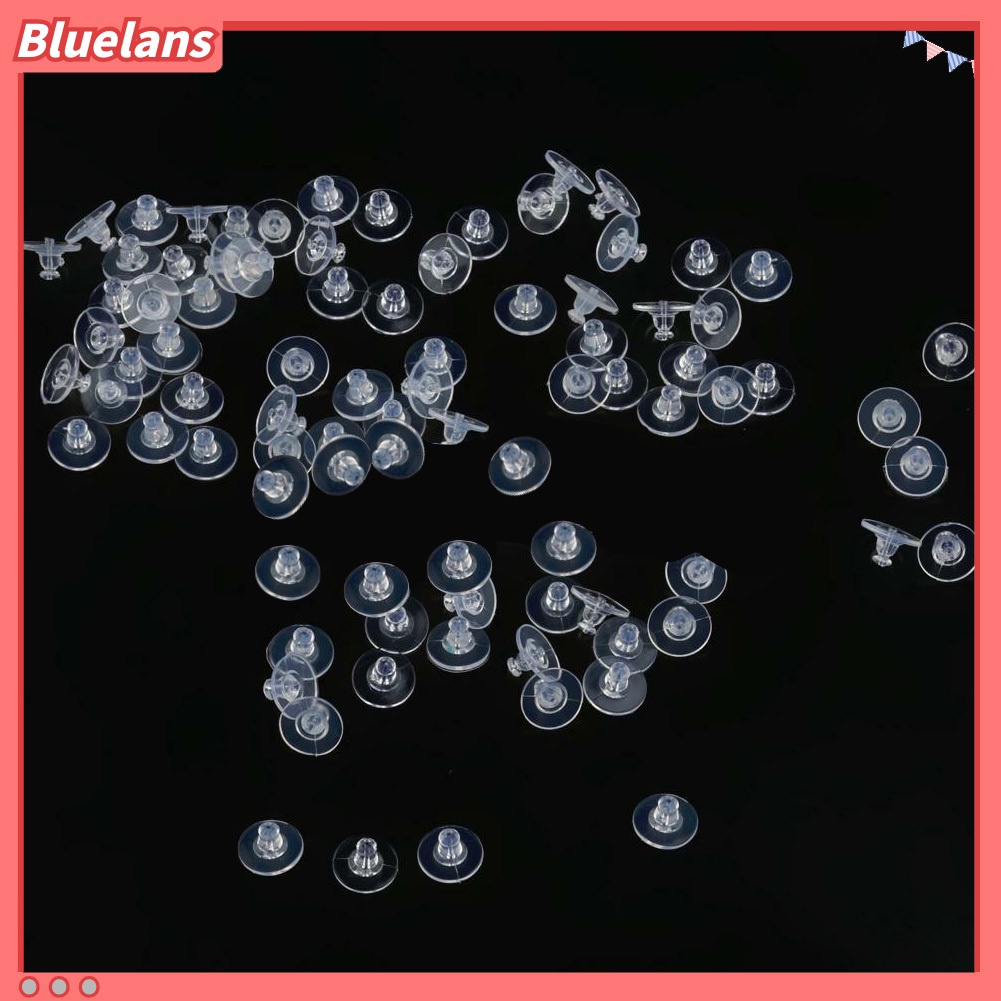 Bluelans 100Pcs Transparent Silicone Earring Stopper Posts Safety Back Nuts Findings