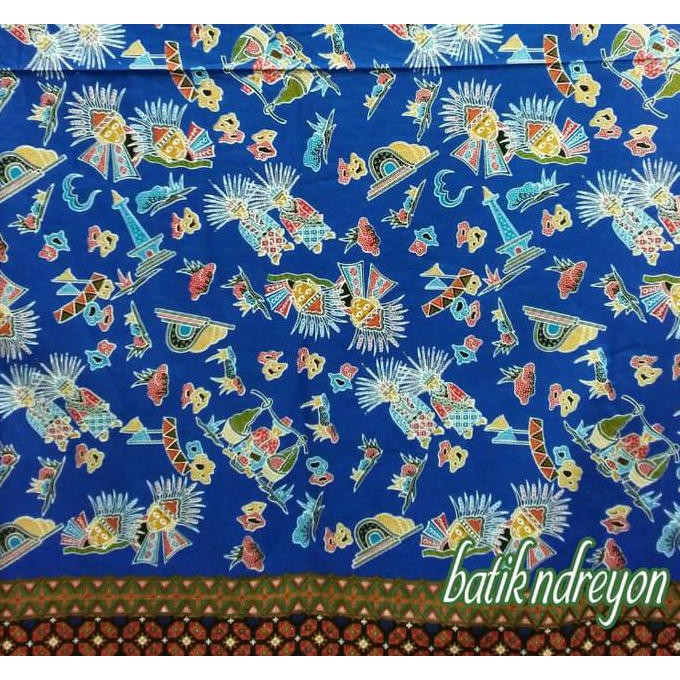 Kain Batik Betawi Meteran, Keongmas, Ondel, Keraktelor, Monas Biru Y3923