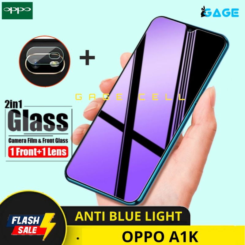 2in1 TEMPERED GLASS ANTI BLUE LIGHT OPPO A1K - TG ANTI GORES RADIASI OPPO A1K SCREEN PROTECTOR