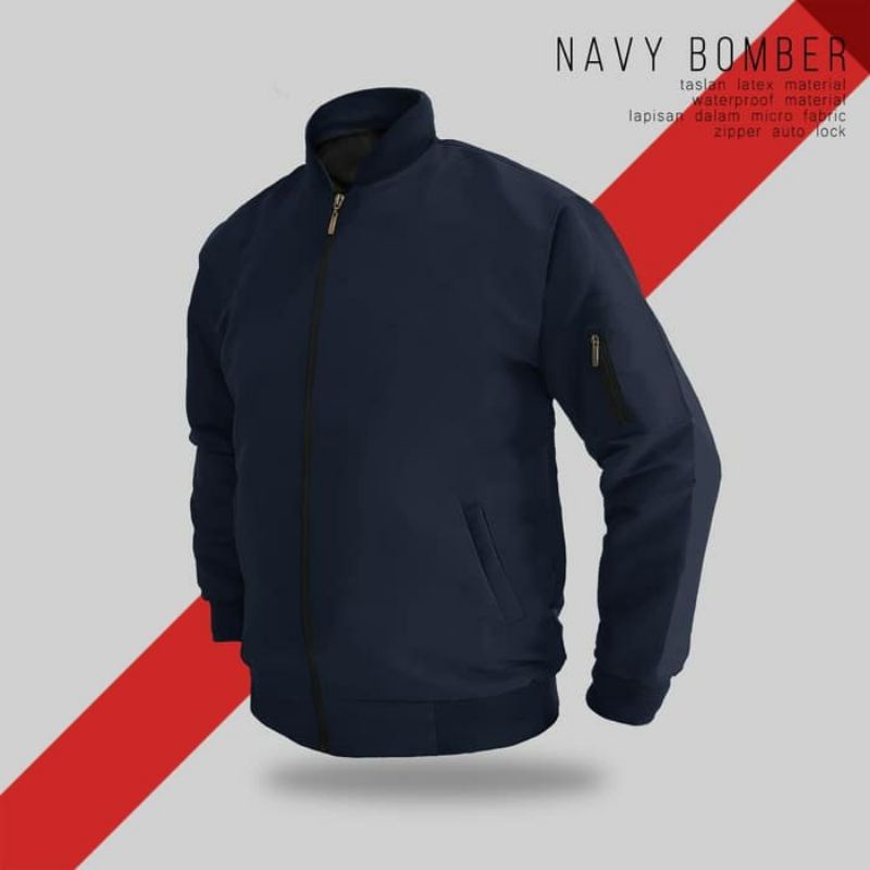 JAKET BOMBER POLOS TASLAN NAVY