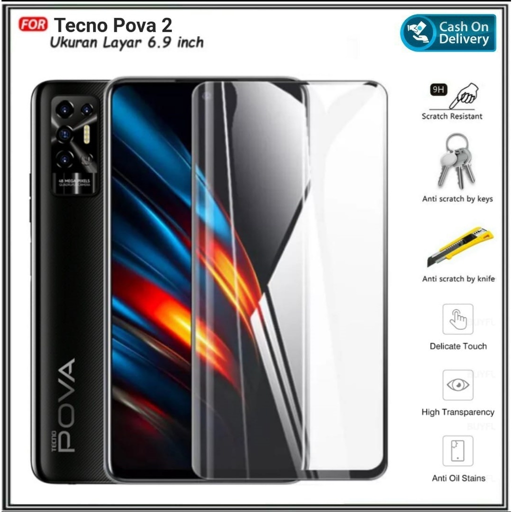 Mondi Store Tempered Glass Tecno Pova 2 Anti Gores Kaca Hp