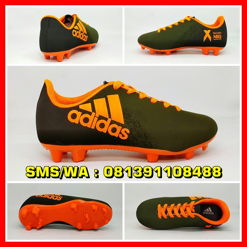Sepatu Sepak Bola Anak Adidas X Techfit Hitam Orange Baby 28-32 Terbaru 2018