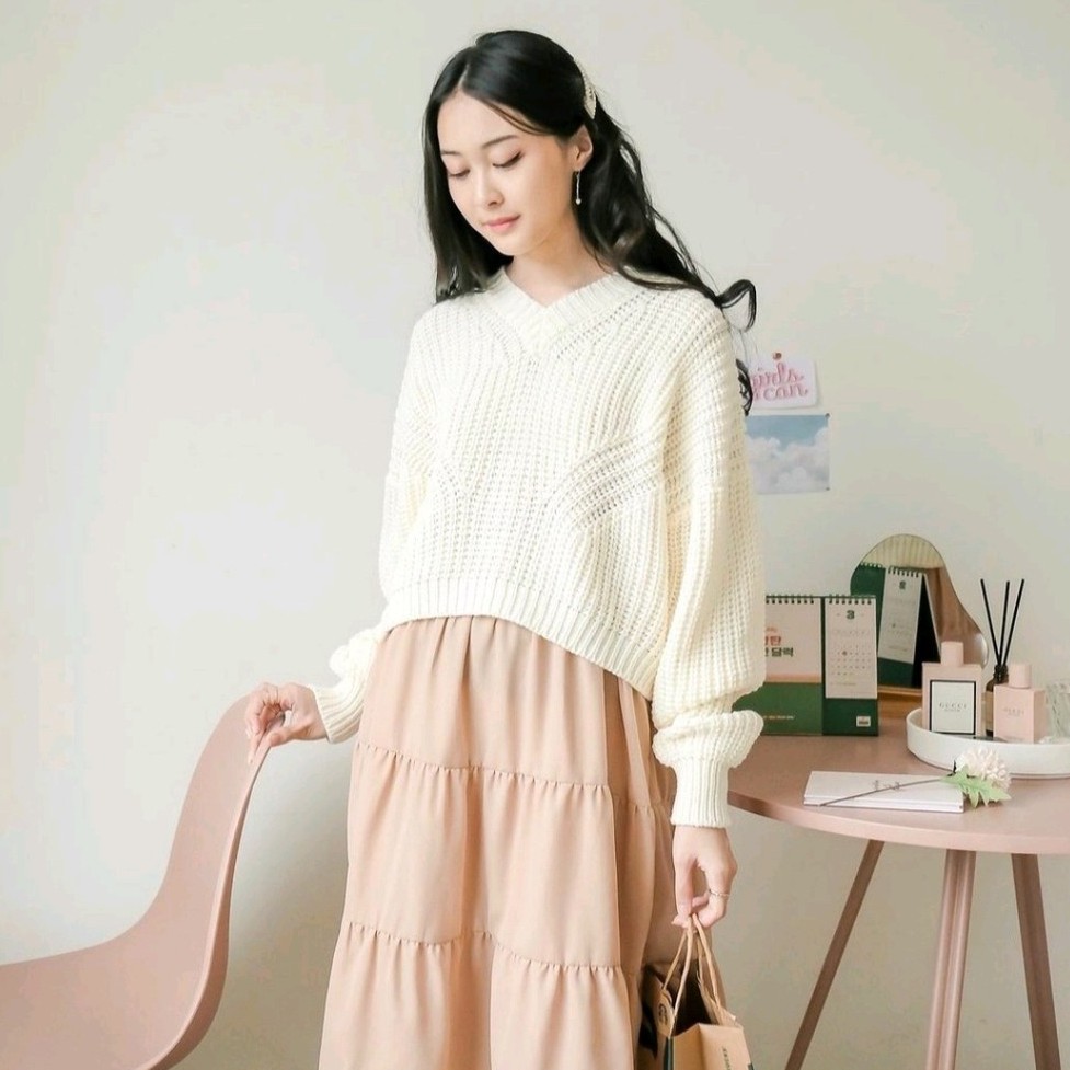 Sweater Rajut HANS Crop OVERSIZE | Type 3 Get | Rajut TEBAL Premium | Sweater Rajut