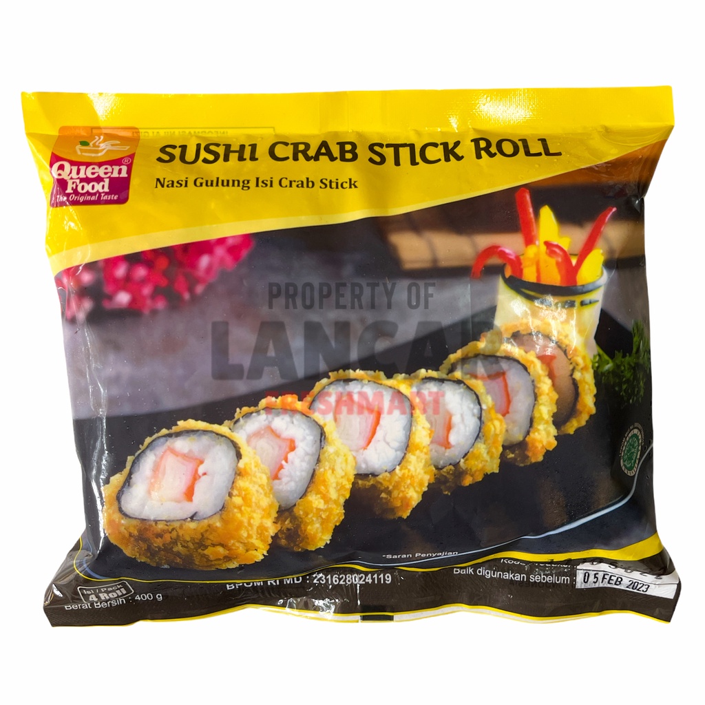 QUEEN FOOD SUSHI CRAB STICK ROLL 400GR / QUEENFOOD SUSHI CRAB STICK ROLL 400GR