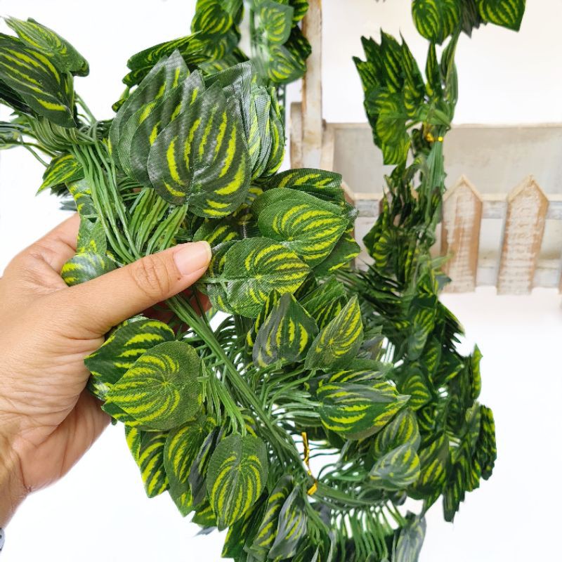 AL92 (12PCS) Daun Rambat 2m Lotus Peperomia Semangka Anggur Sri Gading Plastik Hiasan Backdrop