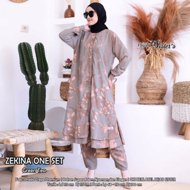 ZEKINA ONE SET // PAKAIAN MUSLIM WANITA // FASHION MUSLIM // PRADA CREPE PREMIUM ORI HIJAB SISTER