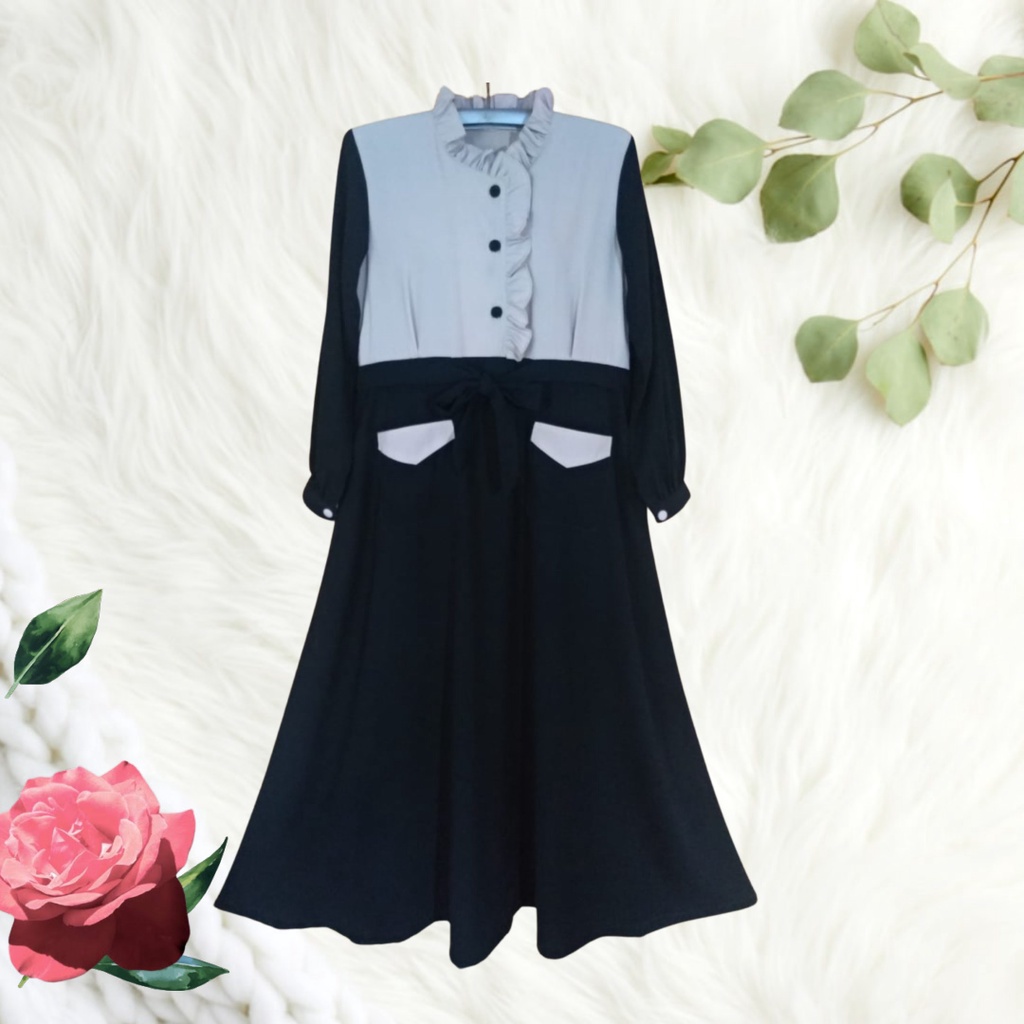 Jubah Akhwat Renda Saku depan Motif BY Qonita Collection