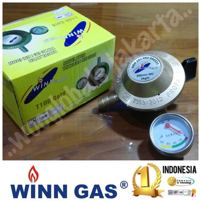 REGULATOR KOMPOR WINN GAS METER T108 GOLD ANTI BOCOR SNI RESMI ORI