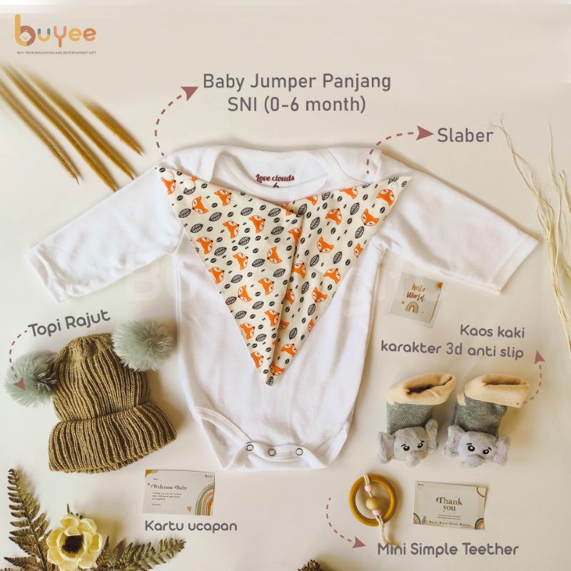 Premium Baby Hampers Buyee.gift | Kado Lahiran Bayi | Baby Gift Set | Parcel Baby Newborn-Star white