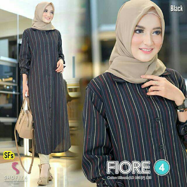 Long Tunik Masa Kini/Tunik Muslimah Lurik/Tunik Wanita Trendy