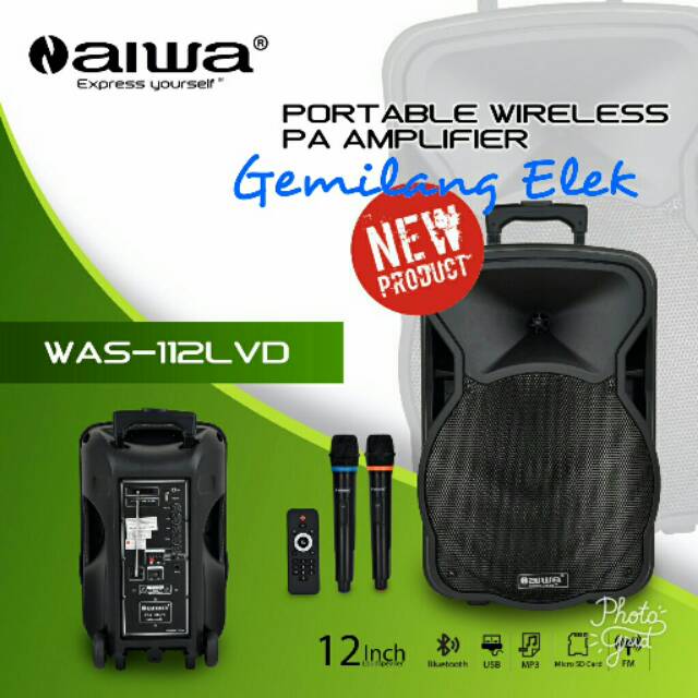 Speaker Portable Wireless Meeting AIWA WAS-112LVD