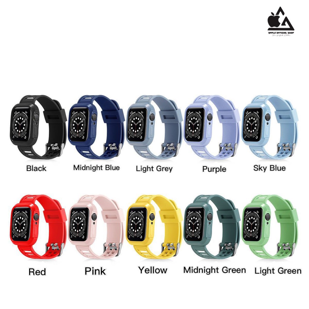 Tali Strap Apple Watch 38mm  40mm 42mm  44mm Full Set Color Full Sport Band iWatch Cover Full Set Silikon Silicone Rubber