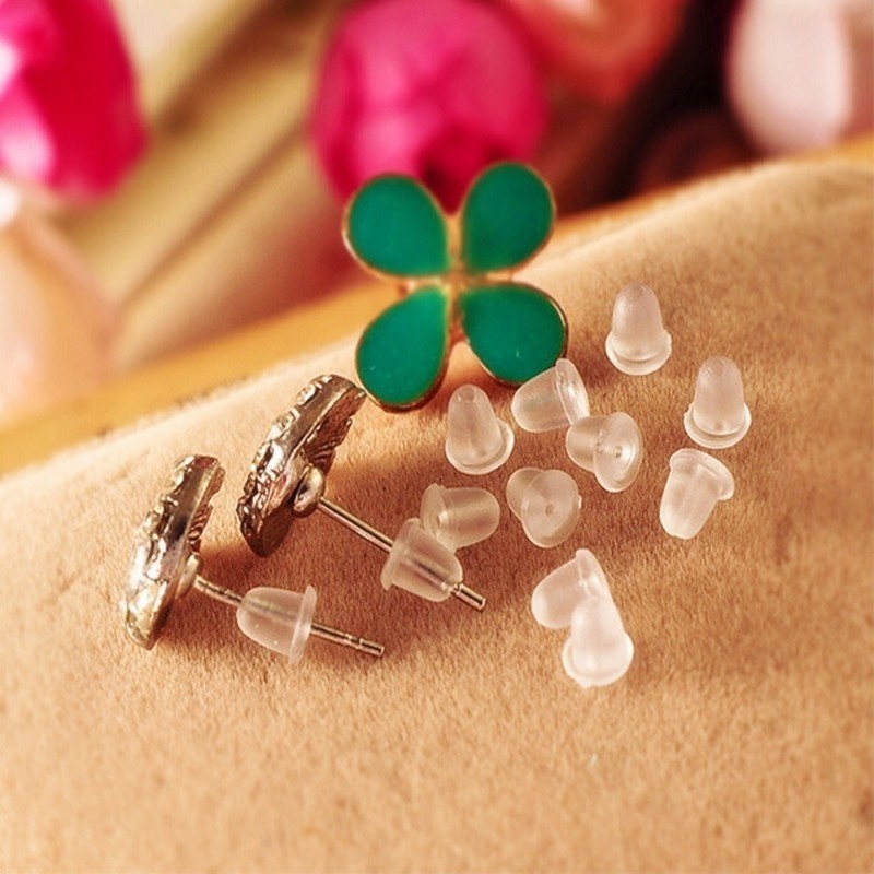 500pcs / Kantong Anting Bahan Karet Dengan Ear Plugs Dan Nut