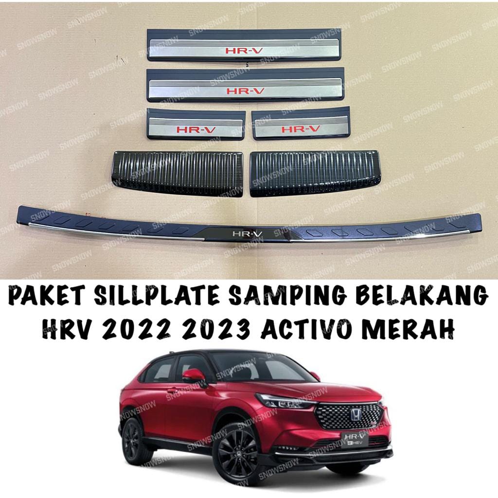 Paket Lengkap Sillplate Samping Belakang Honda HRV 2022 2023 Activo Merah