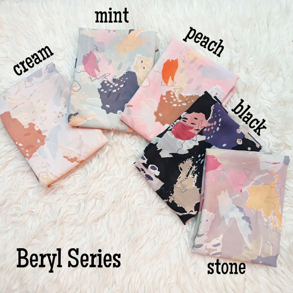 HIJAB BERYL/HIJAB SEGIEMPAT/JILBAB SEGI EMPAT/KERUDUNG SEGI4/SQUARE MOTIF ABSTRAK/POLYCOTTON
