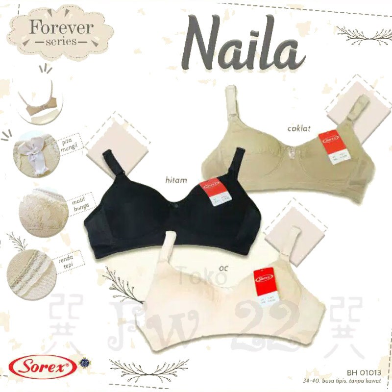 BH SOREX 01013 Naila Sport Busa Tipis | Sorex Bra Wanita Dewasa Kancing 2 Tanpa Kawat | Pakaian Dalam Wanita Dewasa | Sguna