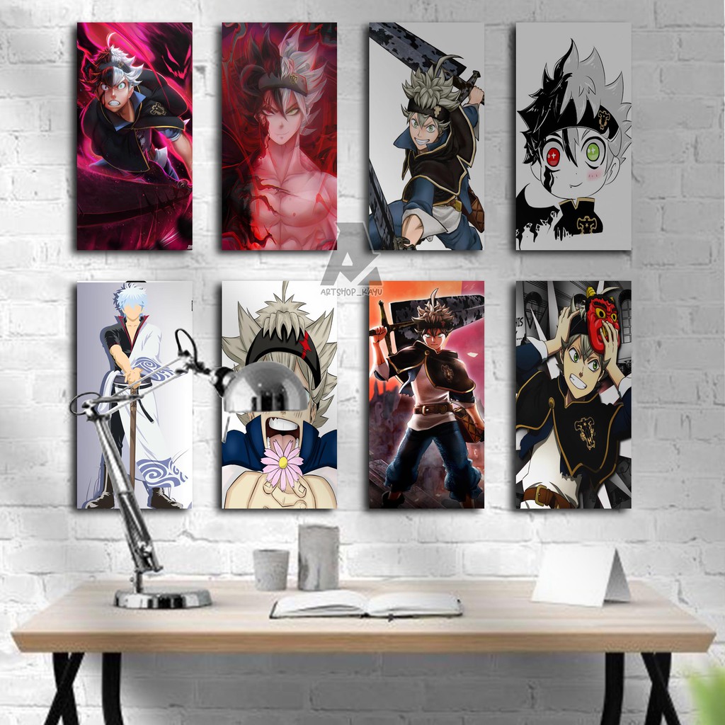 POSTER KAYU Hiasan dinding BLACK CLOVER Hiasan Kamar 15x30cm Pajangan Rumah/ dekorasi dinding / Wall