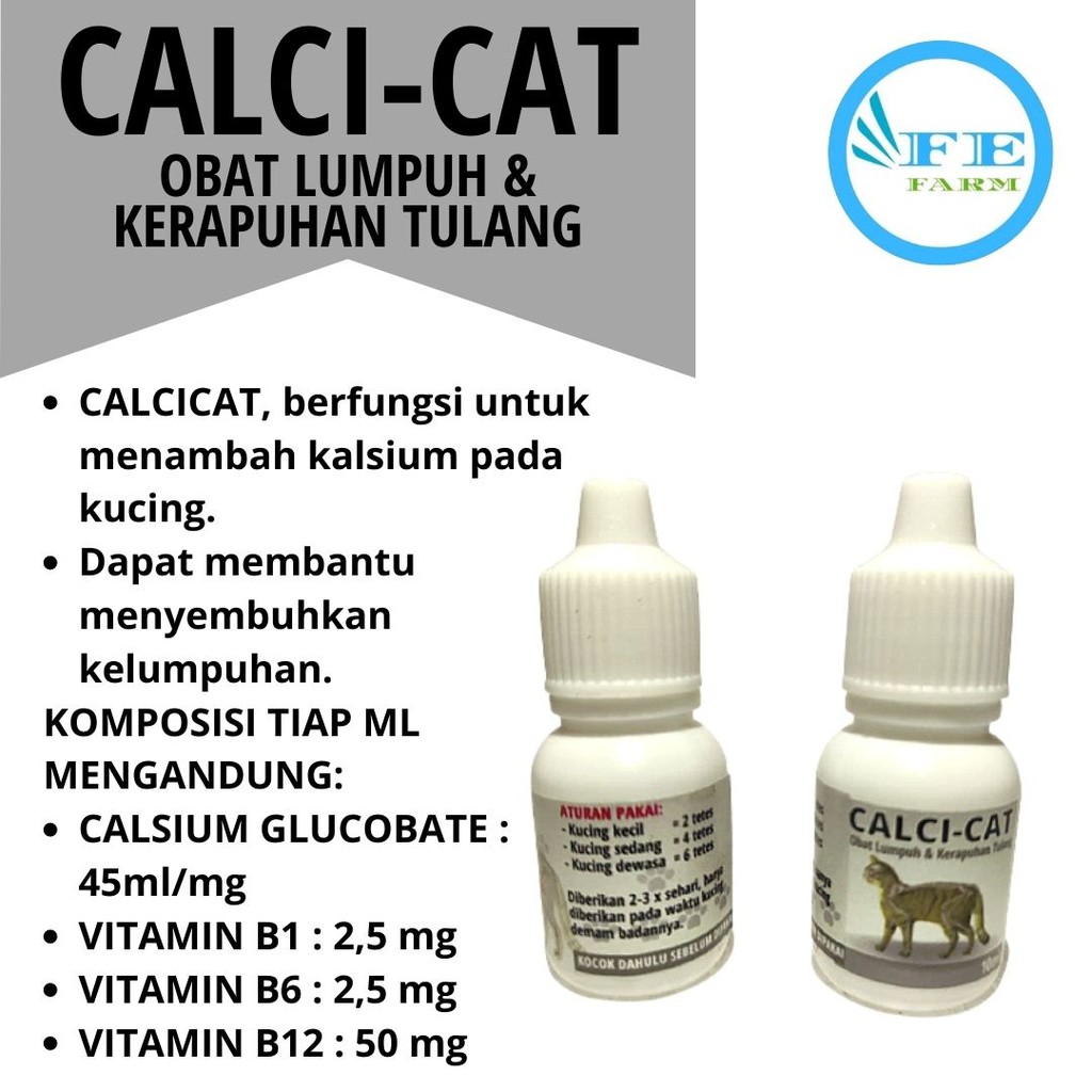 Obat Kucing Lumpuh Kalsium Kerapuhan Tulang Hewan Peliharaan CALCI-CAT FEFARM